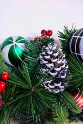 Christmas Tree World 180Cm Decorated Mixed Pine Garland With Red Green & Black Baubles - thumbnail 6