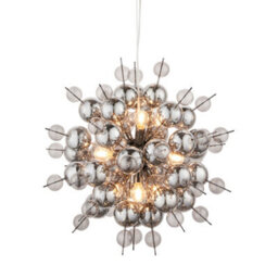 Black Chrome Ceiling Pendant With Tinted Glass Spheres Decorative Light Fitting