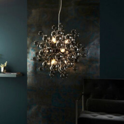 Black Chrome Ceiling Pendant With Tinted Glass Spheres Decorative Light Fitting - thumbnail 4