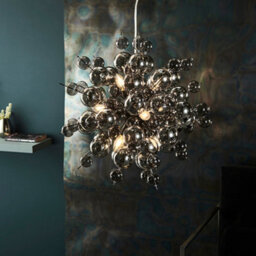 Black Chrome Ceiling Pendant With Tinted Glass Spheres Decorative Light Fitting - thumbnail 5