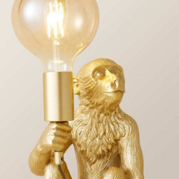 Valuelights Modern Metallic Gold Painted Monkey Design Table Lamp - Includes 6W Led Filament Globe Bulb 2700K Warm White - thumbnail 5