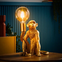 Valuelights Modern Metallic Gold Painted Monkey Design Table Lamp - Includes 6W Led Filament Globe Bulb 2700K Warm White - thumbnail 3