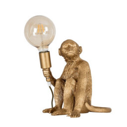 Valuelights Modern Metallic Gold Painted Monkey Design Table Lamp - Includes 6W Led Filament Globe Bulb 2700K Warm White