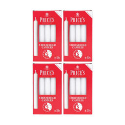 Price's Candles Prices Pack Of 5 Household White Candles 5 Hour Burning Time  X 4