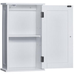 Wooden Wall Mounted Bathroom Storage Cabinet White - thumbnail 4
