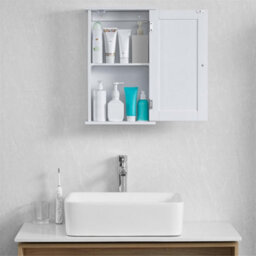 Wooden Wall Mounted Bathroom Storage Cabinet White - thumbnail 3