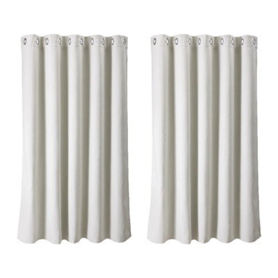 Living And Home White 2-Piece Blackout Chenille Blinds, 117Cm X 137Cm - image 1