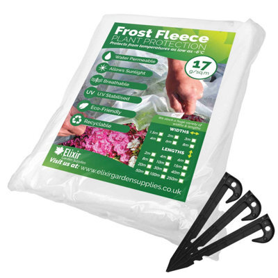 Elixir Garden Supplies Elixir Gardens Frost Fleece 4M X 15M + 30 Hooked Pegs - image 1