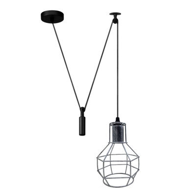 Ledsone Brushed Silver Industrial Ceiling Light Metal Pendant E27 Retro Chandelier For Living Room & Kitchen - image 1