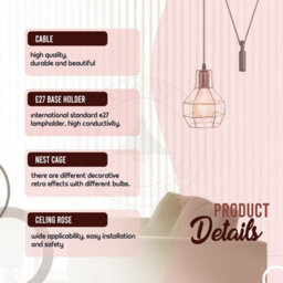Ledsone Brushed Silver Industrial Ceiling Light Metal Pendant E27 Retro Chandelier For Living Room & Kitchen - thumbnail 4