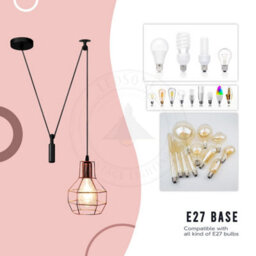 Ledsone Brushed Silver Industrial Ceiling Light Metal Pendant E27 Retro Chandelier For Living Room & Kitchen - thumbnail 6