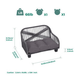 Teamson Pets Lachesis Indoor Outdoor Woven Rope Cat Or Small Dog Sofa Bed Lounger Water Resistant With Removable Washable Cushion - thumbnail 4