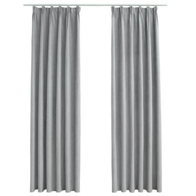 Berkfield Elegant Blackout Curtains With Hooks 2 Pcs Grey 140X245 Cm