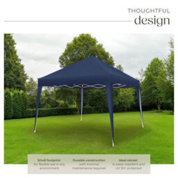 Tectake Gazebo Linosa - 3 X 3 M, Foldable, Water-Resistant, Uv Protection 300 X 300 X 255 Cm - Blue - thumbnail 3