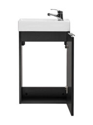 Impact Furniture Cloakroom Vanity Unit With Basin 400mm Ribbed Fluted Black Modern Small Bathroom Wall Sink Cabinet Slimline Narrow Adel - thumbnail 7