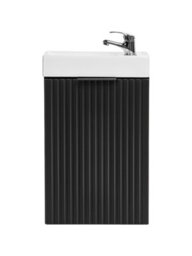 Impact Furniture Cloakroom Vanity Unit With Basin 400mm Ribbed Fluted Black Modern Small Bathroom Wall Sink Cabinet Slimline Narrow Adel - thumbnail 6