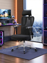Songmics Office Gaming Chair, Height Adjustable Desk Chair With Lumbar Support, 150 Kg Load, Black
