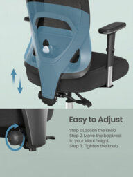 LEDREM Office Gaming Chair, Height Adjustable Desk Chair With Lumbar Support, 150 Kg Load, Black - thumbnail 7