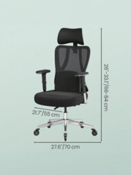 LEDREM Office Gaming Chair, Height Adjustable Desk Chair With Lumbar Support, 150 Kg Load, Black - thumbnail 4