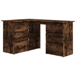 Berkfield Modern Corner Desk Smoked Oak 145X100X76 Cm Engineered Wood
