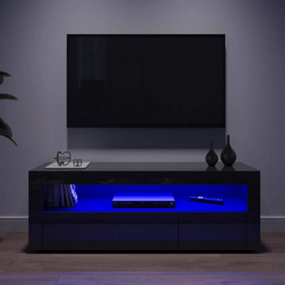 Black 120Cm Modern Tv Unit Cabinet Stand White High Gloss - image 1