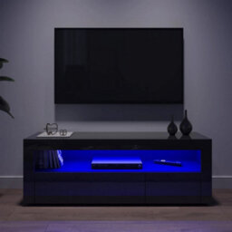 Black 120Cm Modern Tv Unit Cabinet Stand White High Gloss - thumbnail 1