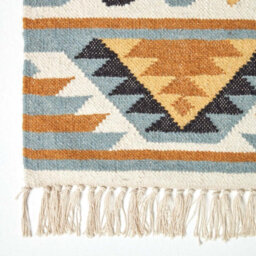 Homescapes Agra Handwoven Ochre Gold, Silver Grey And Black Diamond Pattern Kilim Wool Rug, 120 X 170 Cm - thumbnail 3