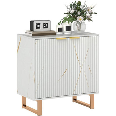 Sideboard Storage Cabinet Cupboard Gold Legs Modern Ridged - image 1