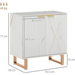 Sideboard Storage Cabinet Cupboard Gold Legs Modern Ridged - thumbnail 2