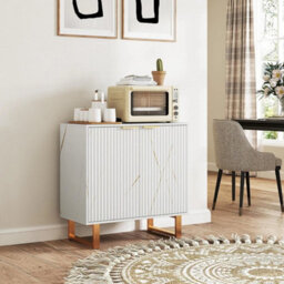 Sideboard Storage Cabinet Cupboard Gold Legs Modern Ridged - thumbnail 5