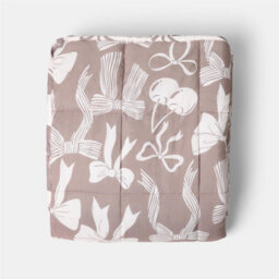Ohs Bow Print 8Kg Sensory Weighted Blanket Sleep Therapy - 150 X 200 Cm - Natural - thumbnail 2