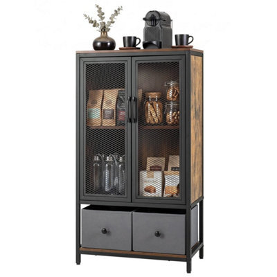Coffee Bar Cabinet Buffet Sideboard With 2 Fabric Drawers And Storage Shelf - image 1