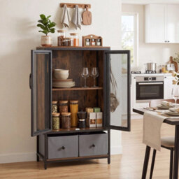 Coffee Bar Cabinet Buffet Sideboard With 2 Fabric Drawers And Storage Shelf - thumbnail 4