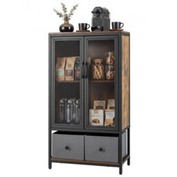 Coffee Bar Cabinet Buffet Sideboard With 2 Fabric Drawers And Storage Shelf - thumbnail 1