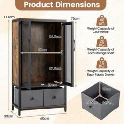 Coffee Bar Cabinet Buffet Sideboard With 2 Fabric Drawers And Storage Shelf - thumbnail 2