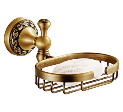 Pepte Antique Brass Bathroom Soap Basket Dish Shower Shampoo Tray Wall Mounted - image 1