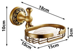 Pepte Antique Brass Bathroom Soap Basket Dish Shower Shampoo Tray Wall Mounted - thumbnail 2