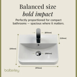Balterley Flashbrook Modern Bathroom Floor Standing 1 Door Vanity Unit Basin, Dark Grey, 405mm - thumbnail 6