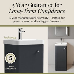 Balterley Flashbrook Modern Bathroom Floor Standing 1 Door Vanity Unit Basin, Dark Grey, 405mm - thumbnail 4