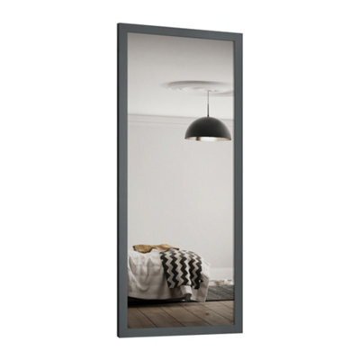 Spacepro Shaker 1 Panel Mirrored Graphite Framed Sliding Wardrobe Door (H)2220mm (W)762mm - image 1