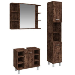 Berkfield 3 Piece Bathroom Cabinet Set Smoked Oak Engineered Wood - thumbnail 2