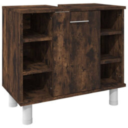 Berkfield 3 Piece Bathroom Cabinet Set Smoked Oak Engineered Wood - thumbnail 6