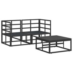 Walplus Garden Sofa Set With Cushion 3 Pcs Black Aluminium - thumbnail 6