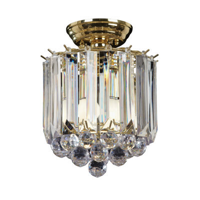 Anson Lighting Baringo 2Lt Flush Brass Effect Plate & Clear Acrylic - image 1