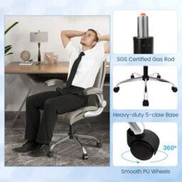 Height Adjustable Executive Chair With 6-Position Adjustable Headrest-Grey - thumbnail 5