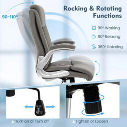 Height Adjustable Executive Chair With 6-Position Adjustable Headrest-Grey - thumbnail 6