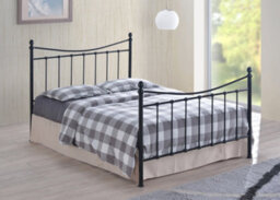 Save On Goods UK 4Ft Small Double Traditional Victorian Style Black Tubular Steel Metal Bed Frame, Bedstead