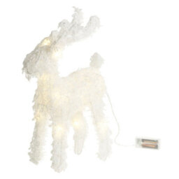 Urbn-Living Urbnliving 37Cm Led Light Up Reindeer Plastic Rattan Wire Frame White Snow Christmas Home Decorations