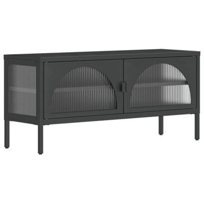 Berkfield Elegant Tv Cabinet Black 105X35X50 Cm Glass And Steel - image 1