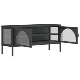 Berkfield Elegant Tv Cabinet Black 105X35X50 Cm Glass And Steel - thumbnail 7